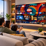 Load image into Gallery viewer, Videocon 100-Inch QLED 4K UHD Google Smart TV – Quantum Dot Colour, Dolby Audio, Google Voice Remote, Chromecast, Bluetooth, Edgeless Display, Black (E100QLGT1100) - Teq Souq