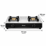Load image into Gallery viewer, Rinnai RV-210RI 2-Burner Tabletop Gas Stove – Brass Burners, Stainless Steel, Silver