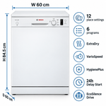 Load image into Gallery viewer, Bosch SMS26AW00M Series 2 Freestanding Dishwasher, 12 Place Settings, 6 Programs, ExtraDry, EcoSilence Drive, White