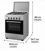Load image into Gallery viewer, Nobel NGC5000 50×50cm Freestanding Gas Cooking Range – 4 Burners, Gas Oven & Grill, Stainless Steel, Silver