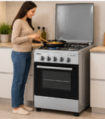Load image into Gallery viewer, Nobel NGC5000 50×50cm Freestanding Gas Cooking Range – 4 Burners, Gas Oven & Grill, Stainless Steel, Silver