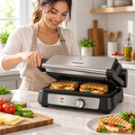 Load image into Gallery viewer, Hisense H181CG01 2000W Electric Contact Grill & Sandwich Maker – 180° Open Grill, Reversible Non-Stick Plates, Adjustable Temperature - Teq Souq