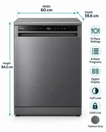 Load image into Gallery viewer, Hisense HS622E90G 13 Place Settings Freestanding Dishwasher – 8 Wash Programs, Digital Display, Half Load, Child Lock, Titanium Grey - Teq Souq