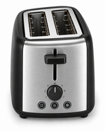 Load image into Gallery viewer, Midea MTRW2L20W 2-Slice Bread Toaster – 950W, 7 Browning Levels, Reheat, Defrost & Cancel Functions, Black/Silver