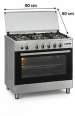 Load image into Gallery viewer, Nikai U906CQ 90x60cm Freestanding Gas Cooking Range, 5 Burners, Gas Oven, Convection Fan, Stainless Steel