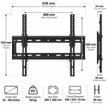Load image into Gallery viewer, Skill Tech PM63FW Fixed TV Wall Mount for 32–86 Inch TVs – 60KG Capacity, VESA 600×500mm, Slim Profile, Black