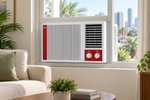 Load image into Gallery viewer, TCL 1.5 Ton Window Air Conditioner, 18000 BTU, Rotary Compressor, T3 Tropical Cooling, R410A Refrigerant & Golden Fin – White/Red | TAC-18CWA-LTA - Teq Souq