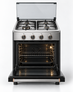 Load image into Gallery viewer, TOSHIBA 60x60cm 4 Burner Freestanding Gas Cooking Range with Gas Oven, Grill, Auto Ignition & Glass Lid – Stainless Steel | TBA-24BMG4G089KS - Teq Souq