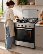Load image into Gallery viewer, TOSHIBA 60x60cm 4 Burner Freestanding Gas Cooking Range with Gas Oven, Grill, Auto Ignition & Glass Lid – Stainless Steel | TBA-24BMG4G089KS - Teq Souq