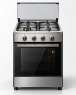 Load image into Gallery viewer, TOSHIBA 60x60cm 4 Burner Freestanding Gas Cooking Range with Gas Oven, Grill, Auto Ignition & Glass Lid – Stainless Steel | TBA-24BMG4G089KS - Teq Souq