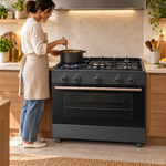 Load image into Gallery viewer, TOSHIBA Lava Series 90cm 5 Burner Gas Cooking Range with 115L Gas Oven, Convection Fan & Flame Failure Safety – Dark Grey | TBA-36LMG5G089KS - Teq Souq