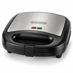 Load image into Gallery viewer, BLACK+DECKER 2-in-1 Sandwich & Grill Maker, 780W, Interchangeable Non-Stick Plates, Black/Silver – TS2120 - Teq Souq