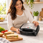 Load image into Gallery viewer, BLACK+DECKER 2-in-1 Sandwich & Grill Maker, 780W, Interchangeable Non-Stick Plates, Black/Silver – TS2120 - Teq Souq