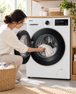 Load image into Gallery viewer, Toshiba 8kg Fully Automatic Front Load Washing Machine, 1400 RPM, Inverter, Steam, White – TW-BL90A4B(WK) - Teq Souq