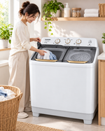 Load image into Gallery viewer, Toshiba 10kg Semi-Automatic Twin Tub Top Load Washing Machine, Golden Soak, Cyclone Spin, White – VH-H110WA - Teq Souq