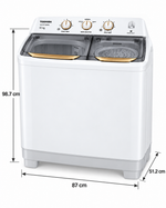 Load image into Gallery viewer, Toshiba 10kg Semi-Automatic Twin Tub Top Load Washing Machine, Golden Soak, Cyclone Spin, White – VH-H110WA - Teq Souq