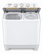 Load image into Gallery viewer, Toshiba 10kg Semi-Automatic Twin Tub Top Load Washing Machine, Golden Soak, Cyclone Spin, White – VH-H110WA - Teq Souq