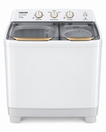 Load image into Gallery viewer, Toshiba 10kg Semi-Automatic Twin Tub Top Load Washing Machine, Golden Soak, Cyclone Spin, White – VH-H110WA - Teq Souq