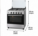 Load image into Gallery viewer, Wolf Power 60×60cm Freestanding Gas Cooker, 4 Burners, Gas Oven & Grill, Auto Ignition, Full Safety, Stainless Steel – WCR6060FS - Teq Souq
