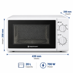 Load image into Gallery viewer, Westpoint 20L Solo Microwave Oven, 700W, 5 Power Levels, Defrost, Mechanical Control, White – WMS-2014 - Teq Souq
