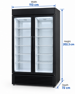Load image into Gallery viewer, Westpoint 1200L 2-Door Upright Showcase Chiller, No Frost Commercial Beverage Cooler, Black – WPSN-12017T2 - Teq Souq