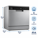 Load image into Gallery viewer, Midea 8 Place Settings Countertop Dishwasher, 7 Programs, Inverter Quattro, Silver – WQP83802FS - Teq Souq