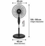 Load image into Gallery viewer, Westpoint 16-Inch Pedestal Stand Fan, 5 Blades, Remote Control, 3 Speeds, Black – WSUS-1619RCN - Teq Souq