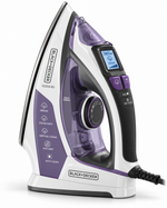 Load image into Gallery viewer, BLACK+DECKER X2250-B5 2800W Digital Steam Iron – LCD Display, Anodized Soleplate, 380ml Tank, Auto Shut-Off, Purple/White - Teq Souq