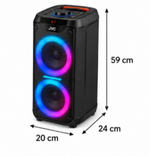 Load image into Gallery viewer, JVC XS-N4112PB Portable Bluetooth Party Speaker – RGB LED Lights, Wireless Microphone & Remote Control, Black - Teq Souq