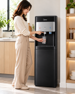 Load image into Gallery viewer, Midea YL1633S Bottom Loading Water Dispenser – Hot, Cold & Ambient, Ice Cold Technology, Empty Bottle Indicator, Child Safety Lock, Black - Teq Souq