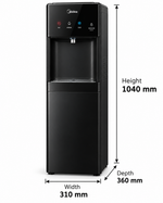 Load image into Gallery viewer, Midea YL1844S-IR Bottom Loading Water Dispenser – Hot, Cold & Ambient Water, Touchless Cold Dispensing, Child Safety Lock, Black - Teq Souq