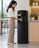 Load image into Gallery viewer, Midea YL2036SB-GCC Bottom Loading Water Dispenser – Hot, Cold & Ambient Water, Child Safety Lock, Single Tap, Black - Teq Souq