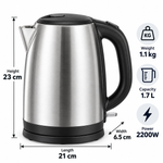 Load image into Gallery viewer, Kenwood ZJM10.000SS 1.7L Stainless Steel Electric Kettle – 2200W, Automatic Shut-Off, Removable Mesh Filter, 360° Cordless Base, Silver - Teq Souq