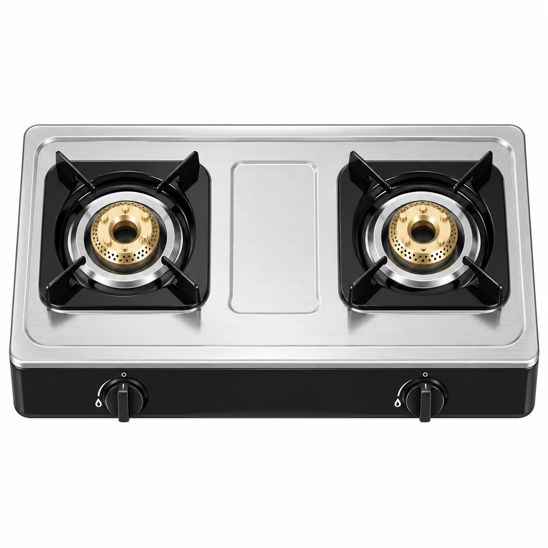Rinnai RV-210RI 2-Burner Tabletop Gas Stove – Brass Burners, Stainless Steel, Silver
