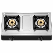 Rinnai RV-210RI 2-Burner Tabletop Gas Stove – Brass Burners, Stainless Steel, Silver