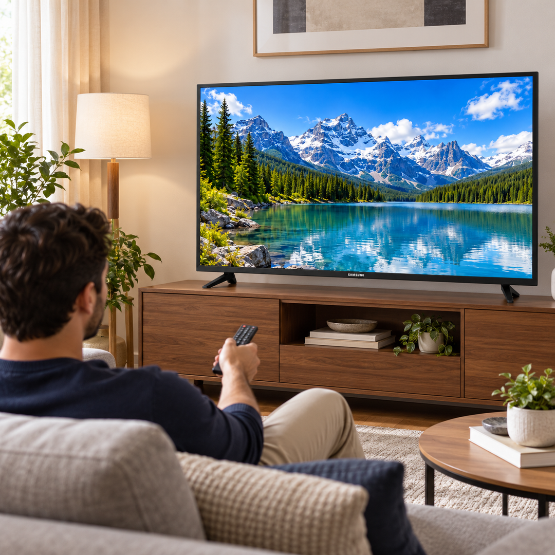 Samsung 43-Inch F6000F Full HD Smart LED TV (2025) – HDR, PurColor, Tizen OS, OTS Lite, Adaptive Sound, Wi-Fi, Black (UA43F6000F) - Teq Souq