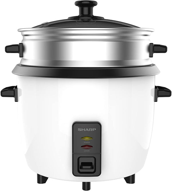 SHARP 0.8L Rice Cooker & Food Steamer KS-H108G-W3 - Teq Souq