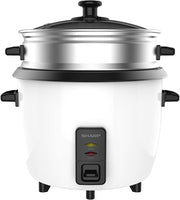 SHARP 0.8L Rice Cooker & Food Steamer KS-H108G-W3 - Teq Souq