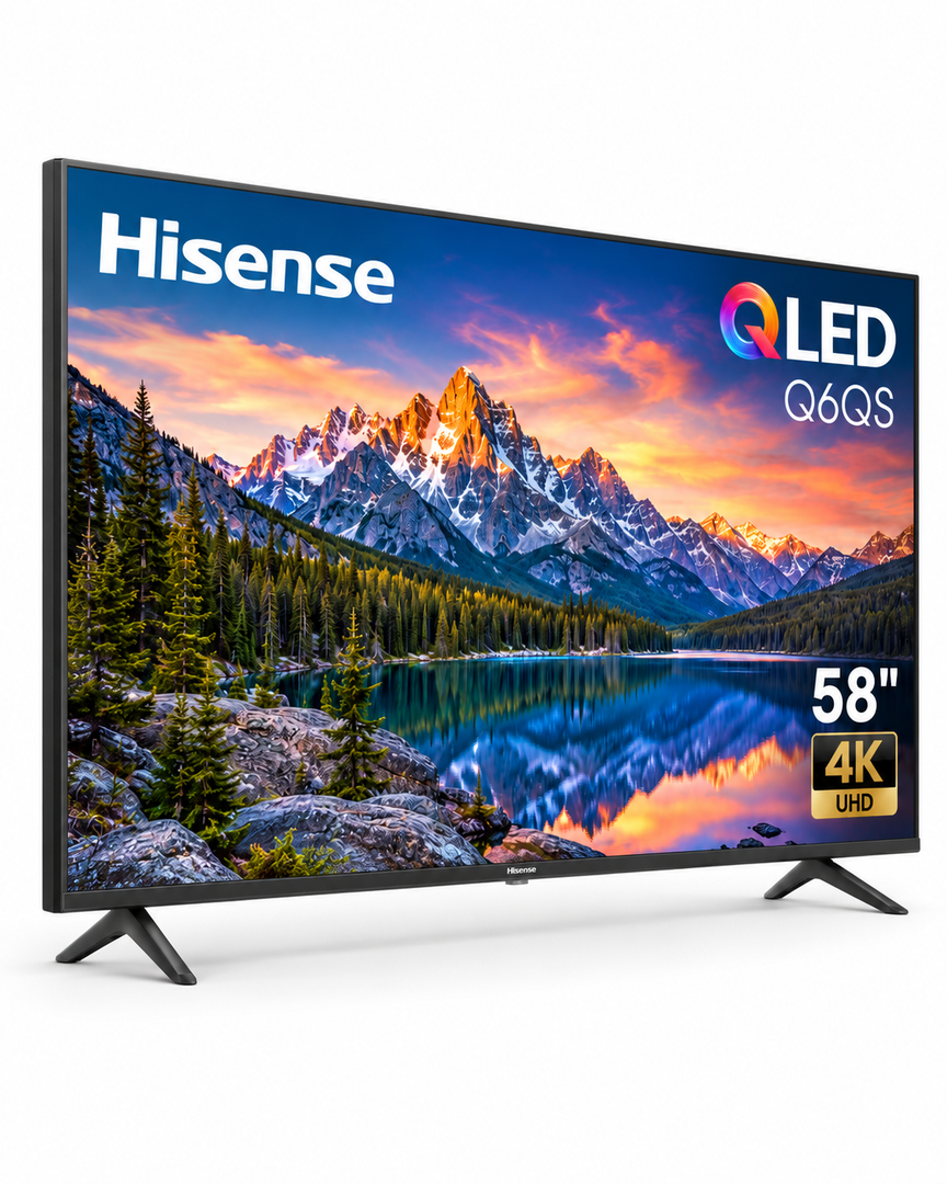 Hisense 58-Inch Q6QS QLED 4K UHD Smart TV (2025) – Quantum Dot Colour, Dolby Vision, Dolby Atmos, VIDAA OS, AI 4K Upscaler, Game Mode Plus, Black - Teq Souq