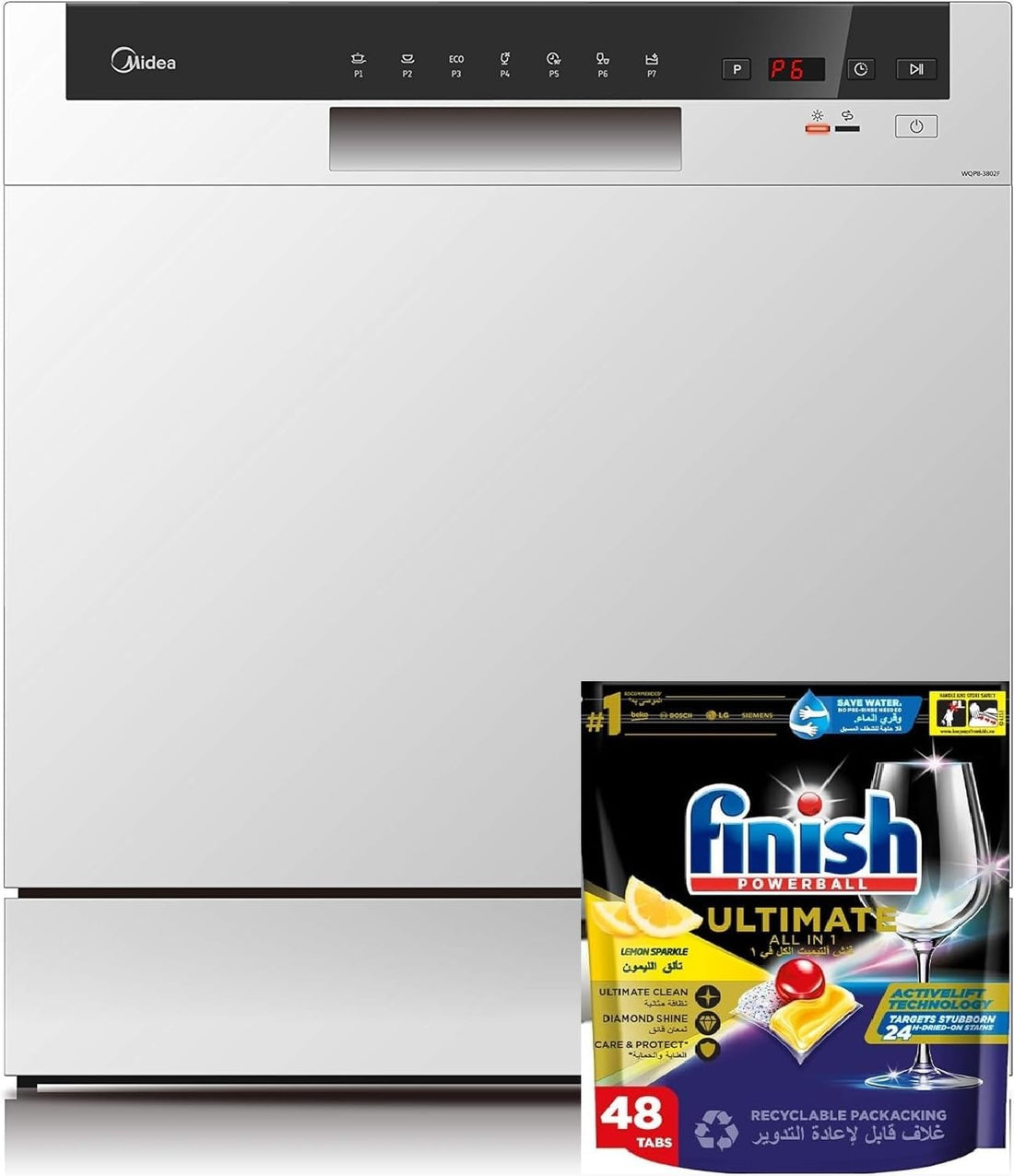 Midea 8 Place Settings Counter Top Dishwasher WQP83802FS - Teq Souq