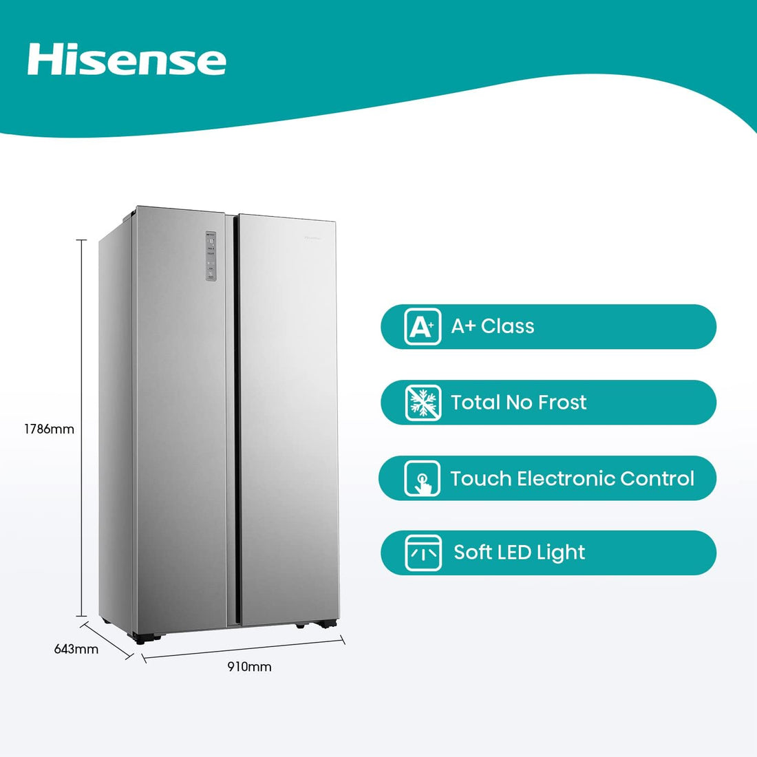 Hisense 670L Side By Side Refrigerator RS670N4ASU - Teq Souq