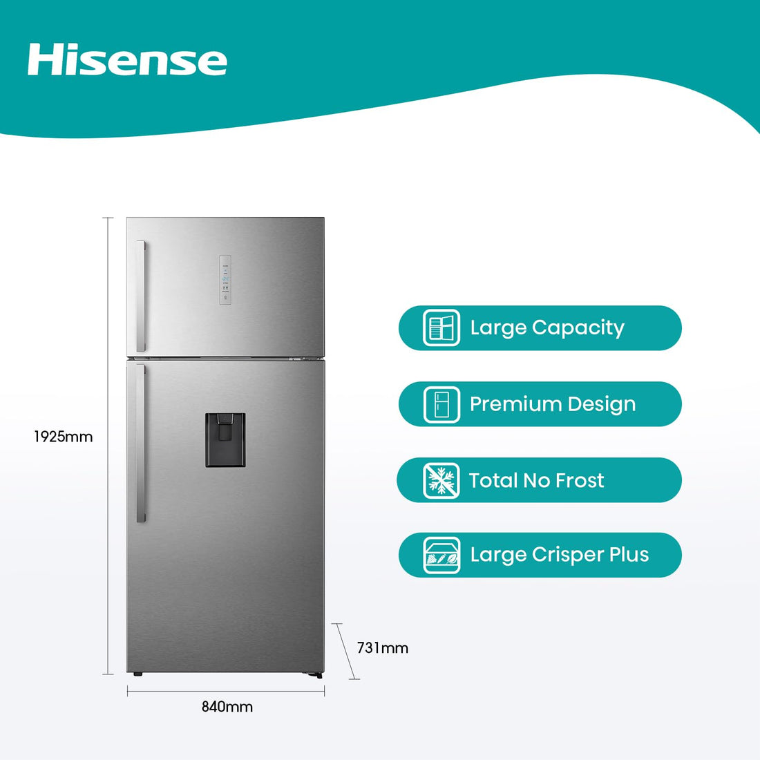 Hisense 729L Double Door Refrigerator with Ice Maker RT729N4WSU - Teq Souq