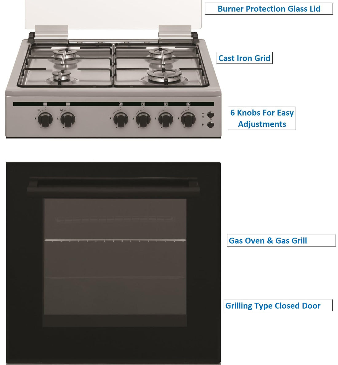 AKAI 60x55 4 Burners Gas Cooker CRMA-66SC - Teq Souq