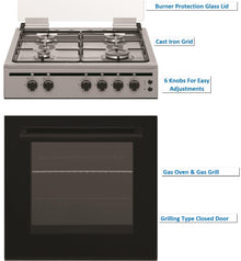AKAI 60x55 4 Burners Gas Cooker CRMA-66SC - Teq Souq