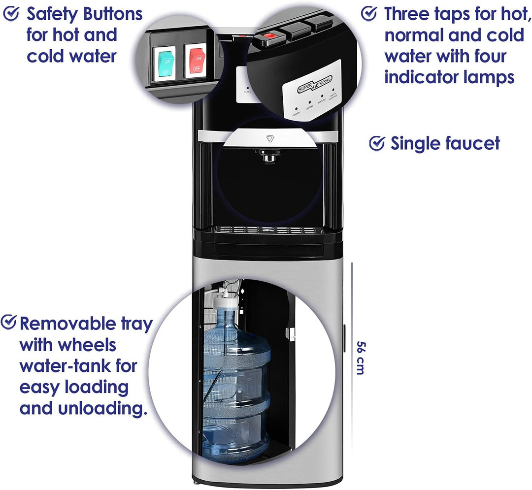 Super General 3 Tap Bottom Load Water Dispenser SGL2020BM - Teq Souq