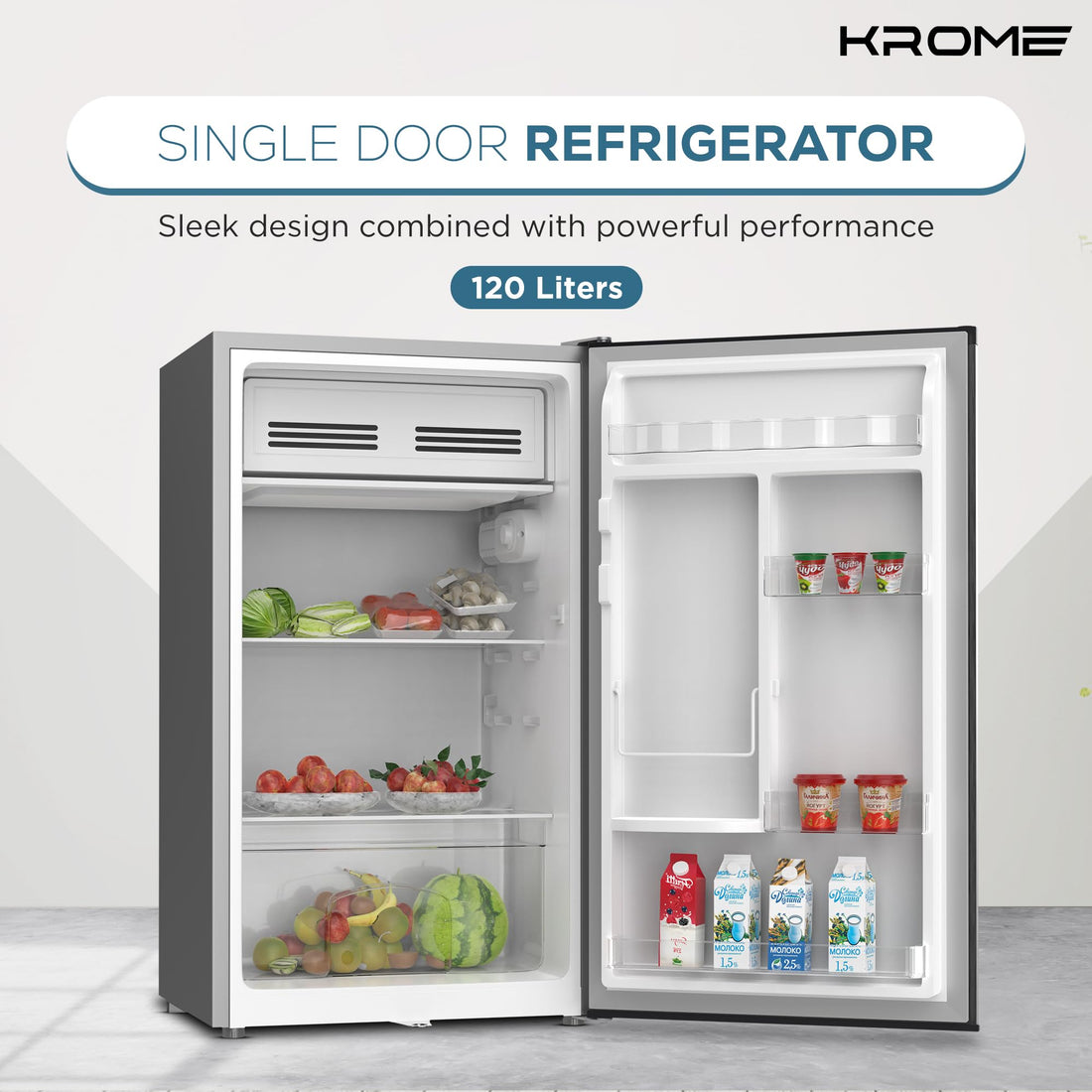 Krome 120L Single Door Refrigerator KR-RDC120H - Teq Souq