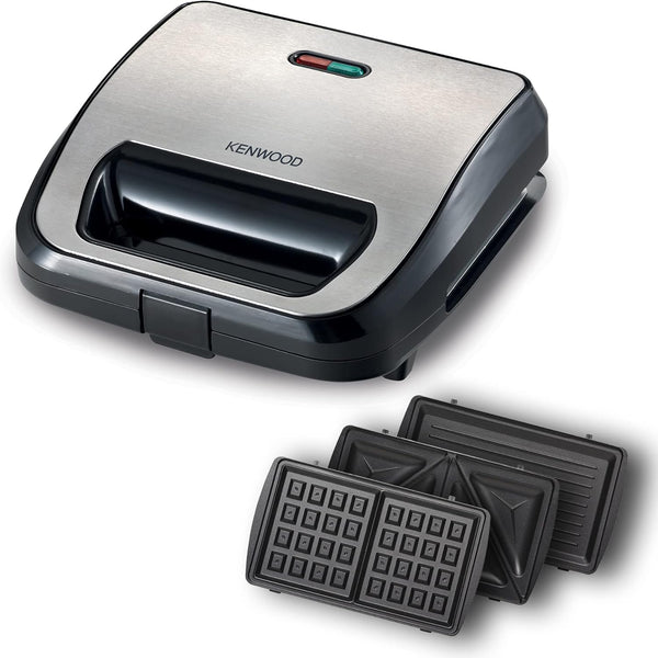 KENWOOD 750W 3 In 1 Sandwich, Grill/Griddle, Waffle, Dual Plate Press For Toasties SMM02.000SI