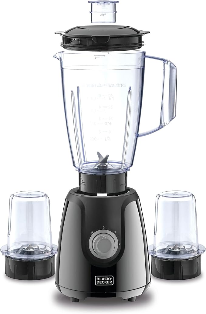 BLACK+DECKER 400W 1.0L Glass Jar Blender with 2Mills BX440G-B5 - Teq Souq
