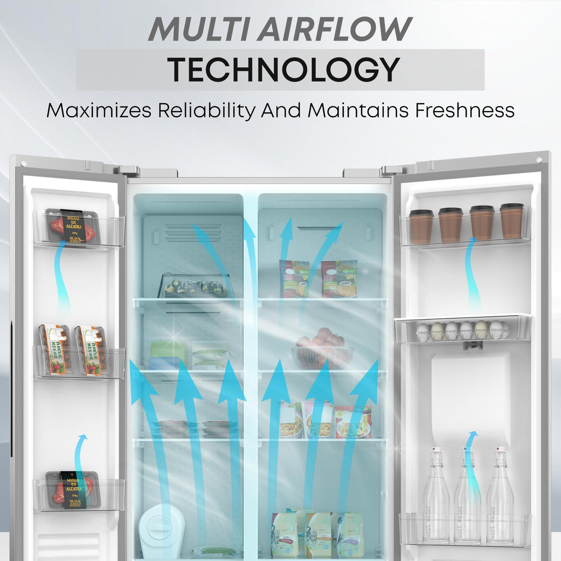 Krome 600L Side by Side Refrigerator with Water Dispenser KR-SBS600WM - Teq Souq