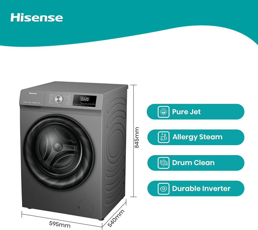 Hisense  7Kg Front Load Washing Machine WFQY7012EVJMT - Teq Souq